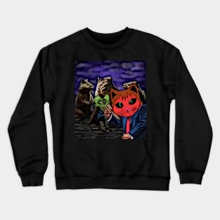 watercolor cat groundhog with heart zombie Crewneck Sweatshirt